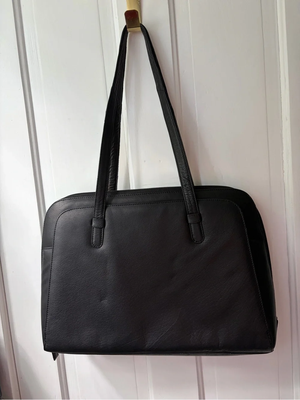 Latico Black Leather Business Case, Lap top carrier, structured purse, tote bag